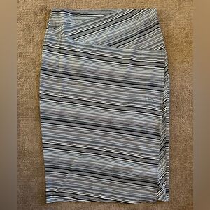 J. Jill Black and White and Blue Striped Wrap Pull On Skirt